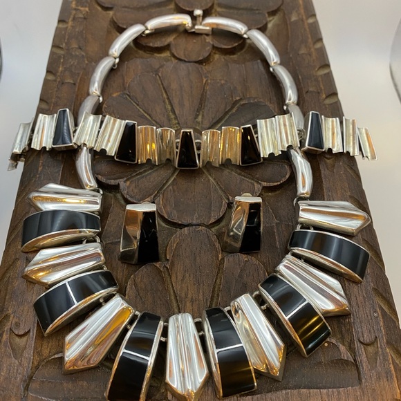 Taxco Jewelry - Vintage MCM Taxco Sterling and Onyx Suite